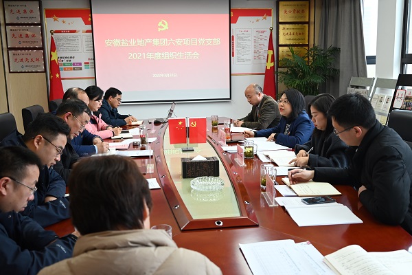 李芳赴徽鹽地產集團六安項目公司黨支部督導2021年度組織生活會